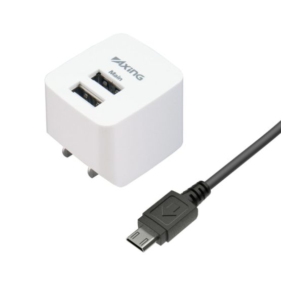 コンセントチャージャー 2.4A マイクロUSBケーブル付属 USB-A×2ポート A54SUモデル
