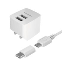 コンセントチャージャー 2.4A マイクロUSBケーブル付属 USB-A×2ポート スマートパワーセレクト A77SCUモデル