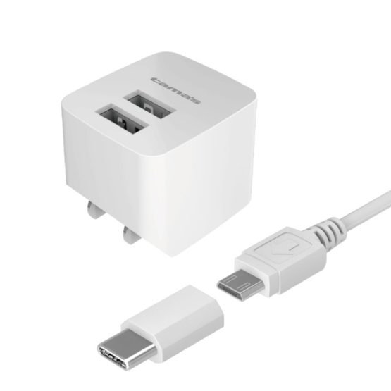 コンセントチャージャー 2.4A マイクロUSBケーブル付属 USB-A×2ポート スマートパワーセレクト A77SCUモデル