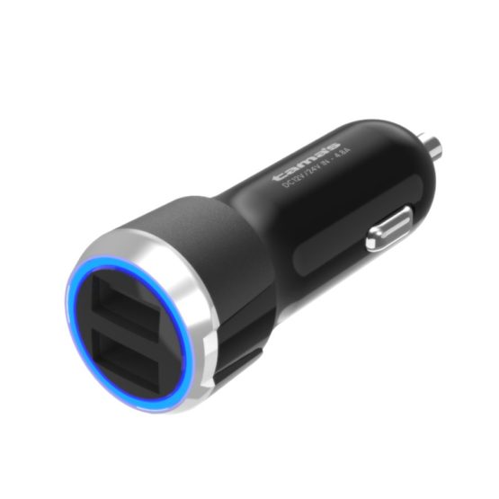 カーチャージャー 4.8A USB-A×2ポート付き リングLED K132Uモデル