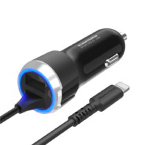 カーチャージャー4.8A ライトニングケーブル直結 USB-A×1ポート付き K132L12モデル