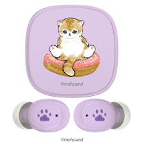 mofusand Bluetooth ver5.3 完全ワイヤレスイヤホン にゃんこスイーツ パープル 第2弾(2023年モデル) AAC対応 IPX4防滴 通話OK タッチセンサー SQ-BS75LV-MS2